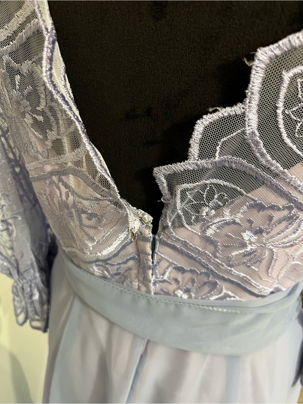 Vintage 80’s lavender lace chiffon puff sleeve dress wedding romantic party - Picture 7 of 10